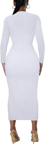 Women's Long Sleeve Bodycon Dress - Midi Casual Club Party Long Fitted Tight Fall Dresses in Saudi Arabia