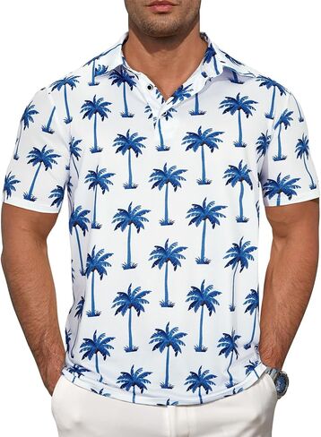 Golf Shirts for Men Performance Moisture Wicking Dry Fit Short Sleeve Print Polo Shirts in Saudi Arabia