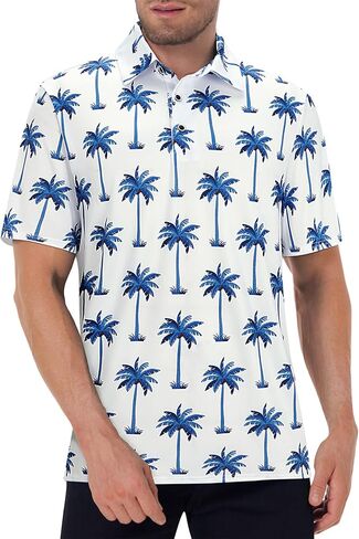 Golf Shirts for Men Performance Moisture Wicking Dry Fit Short Sleeve Print Polo Shirts in Saudi Arabia