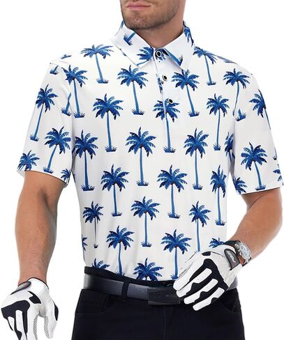 Golf Shirts for Men Performance Moisture Wicking Dry Fit Short Sleeve Print Polo Shirts in Saudi Arabia