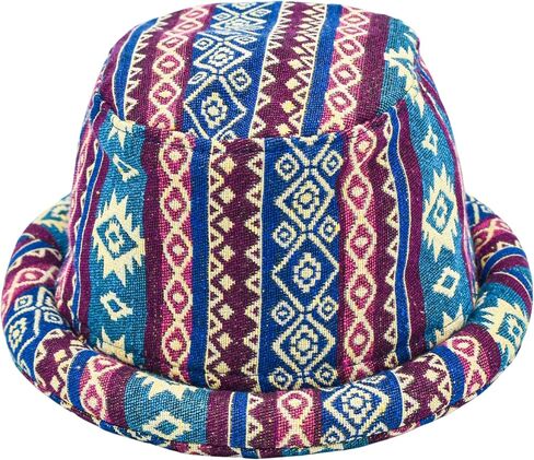 Roll Brim Hat, Bucket Hat, Thai Hill Tribe Hat, Boho Fabric Hat, Festival Hat, Hippie Hat, Blue Hat, Hipster Hat, Busker Hat, Fair Trade in Saudi Arabia