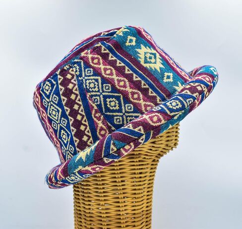 Roll Brim Hat, Bucket Hat, Thai Hill Tribe Hat, Boho Fabric Hat, Festival Hat, Hippie Hat, Blue Hat, Hipster Hat, Busker Hat, Fair Trade in Saudi Arabia