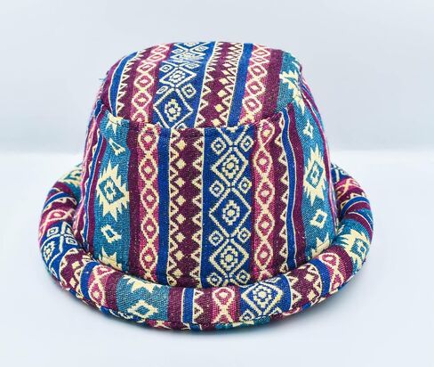 Roll Brim Hat, Bucket Hat, Thai Hill Tribe Hat, Boho Fabric Hat, Festival Hat, Hippie Hat, Blue Hat, Hipster Hat, Busker Hat, Fair Trade in Saudi Arabia