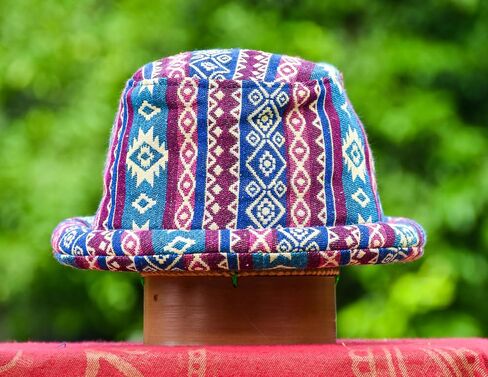 Roll Brim Hat, Bucket Hat, Thai Hill Tribe Hat, Boho Fabric Hat, Festival Hat, Hippie Hat, Blue Hat, Hipster Hat, Busker Hat, Fair Trade in Saudi Arabia