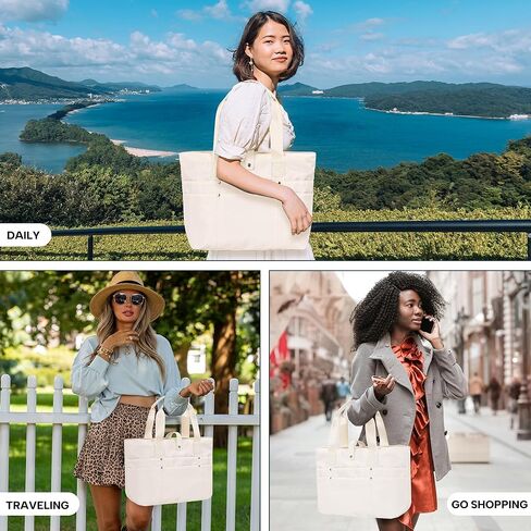 Foldable Tote Bag for Women, Lightweight Shoulder Bag With Compartment and Zipper for Travel, Work, Outdoor in Saudi Arabia