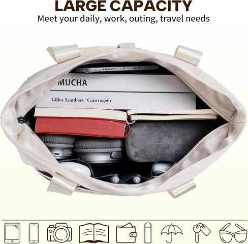Foldable Tote Bag for Women, Lightweight Shoulder Bag With Compartment and Zipper for Travel, Work, Outdoor in Saudi Arabia