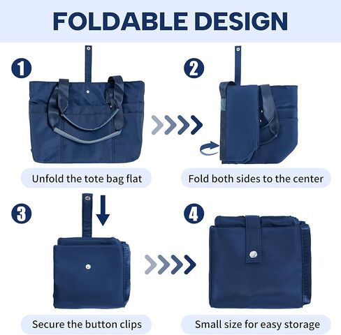 Foldable Tote Bag for Women, Lightweight Shoulder Bag With Compartment and Zipper for Travel, Work, Outdoor in Saudi Arabia