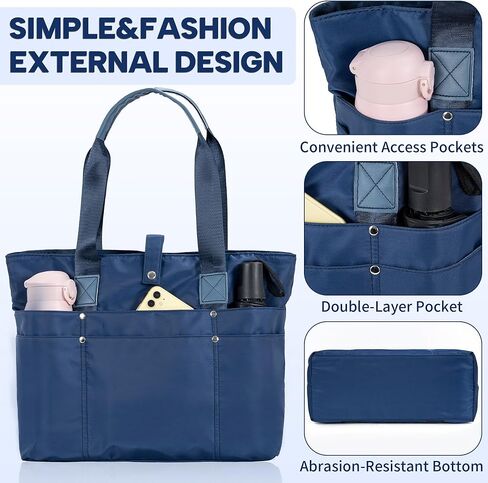 Foldable Tote Bag for Women, Lightweight Shoulder Bag With Compartment and Zipper for Travel, Work, Outdoor in Saudi Arabia