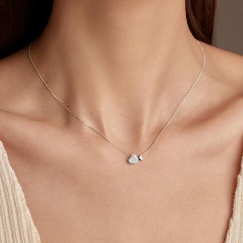 LOVECOM S925 Sterling Silver Heart Necklace for Women Dainty 14k Gold Plated CZ Love Heart Pendant Choker Necklaces Trendy Heart Chain Jewelry Birthday Teacher 2024 Graduation Gifts for Her Daughter in Kuwait