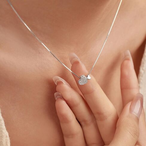 LOVECOM S925 Sterling Silver Heart Necklace for Women Dainty 14k Gold Plated CZ Love Heart Pendant Choker Necklaces Trendy Heart Chain Jewelry Birthday Teacher 2024 Graduation Gifts for Her Daughter in Kuwait