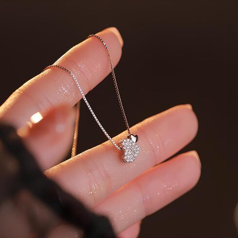 LOVECOM S925 Sterling Silver Heart Necklace for Women Dainty 14k Gold Plated CZ Love Heart Pendant Choker Necklaces Trendy Heart Chain Jewelry Birthday Teacher 2024 Graduation Gifts for Her Daughter in Kuwait