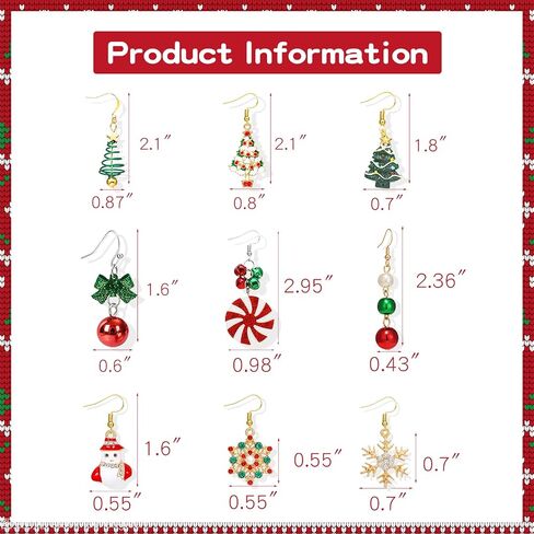 Christmas Earrings for Women Stocking Stuffers Christmas Tree Cake Earrings Jingle Bell Snowman Snowflake Bow Candy Cane Gingerbread Reindeer Penguin Earrings Holiday Earrings Xmas Earrings Christmas Gifts in Kuwait