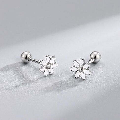 20G Cartilage Mini Stud Earrings Cute Daisy Flower Enamel Earring 925 Sterling Silver Floral Tiny Ball Screw Back Tragus Barbell Sleeper Studs Lovely Birthday Jewelry Gifts for Women Teen Girls Hypoallergenic in Kuwait