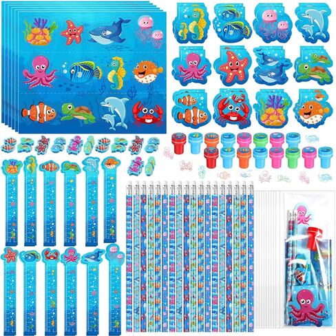 PerKoop 168 Pcs Dog Party Favors Set with Dog Mini Notebook Pencil Sticker Stamp Stationery Animals Party Favor for Puppy Pet Theme Classroom Prizes Goody Bags Piñata Stuffers School Supplies in Saudi Arabia
