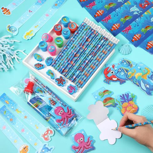 PerKoop 168 Pcs Dog Party Favors Set with Dog Mini Notebook Pencil Sticker Stamp Stationery Animals Party Favor for Puppy Pet Theme Classroom Prizes Goody Bags Piñata Stuffers School Supplies in Saudi Arabia
