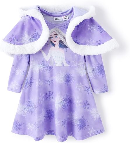 Disney Princess Frozen Elsa Toddler Girl Costume: Long Sleeve Dress and Hooded Short Cape Set for Birthday Party 2-6 Years in Saudi Arabia