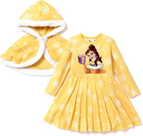 Disney Princess Frozen Elsa Toddler Girl Costume: Long Sleeve Dress and Hooded Short Cape Set for Birthday Party 2-6 Years in Saudi Arabia