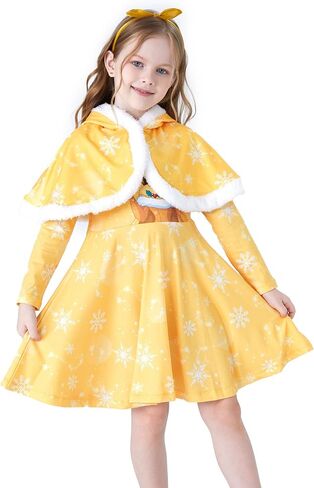 Disney Princess Frozen Elsa Toddler Girl Costume: Long Sleeve Dress and Hooded Short Cape Set for Birthday Party 2-6 Years in Saudi Arabia