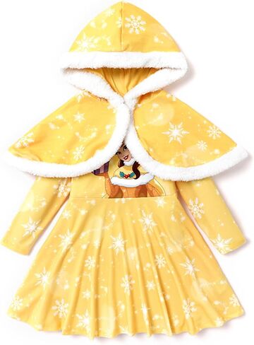 Disney Princess Frozen Elsa Toddler Girl Costume: Long Sleeve Dress and Hooded Short Cape Set for Birthday Party 2-6 Years in Saudi Arabia