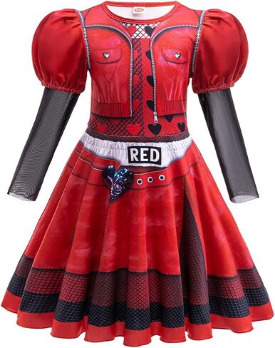 Girls Rise Red Costume with Wig Kids Red Costume for Halloween Girl Rise Red Princess Party Dress in Saudi Arabia