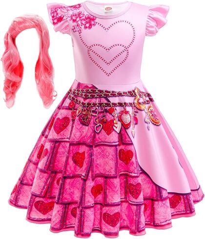 Girls Rise Red Costume with Wig Kids Red Costume for Halloween Girl Rise Red Princess Party Dress in Saudi Arabia