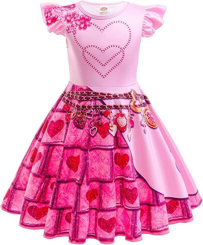 Girls Rise Red Costume with Wig Kids Red Costume for Halloween Girl Rise Red Princess Party Dress in Saudi Arabia