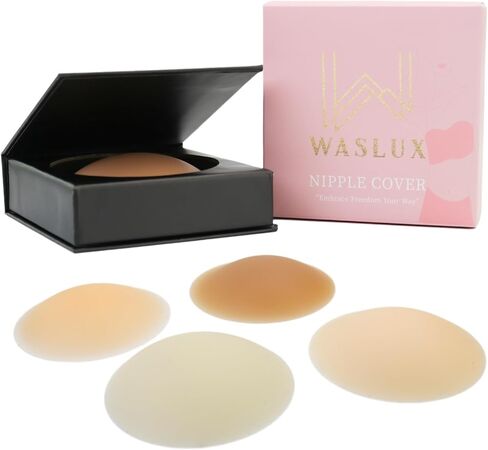 nipple covers - invisible silicone nipple covers reusable, sticky adhesive nipple pasties, for women with travel box in Saudi Arabia