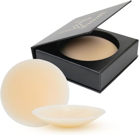 nipple covers - invisible silicone nipple covers reusable, sticky adhesive nipple pasties, for women with travel box in Saudi Arabia