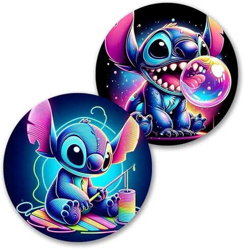 Rawan Car Cup Holder Coaster, 2PCS Cute Stitch Car Coasters for Cup Holder Universal Auto Anti Slip Insert Coaster Car Assecories for Women Men,Cute Car Interior Accessories (D) in Kuwait
