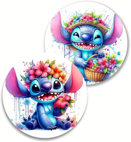 Rawan Car Cup Holder Coaster, 2PCS Cute Stitch Car Coasters for Cup Holder Universal Auto Anti Slip Insert Coaster Car Assecories for Women Men,Cute Car Interior Accessories (D) in Kuwait