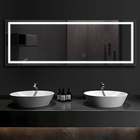 مرآة LED كاملة الطول مقاس 64 بوصة × 21 بوصة، مرآة مثبتة بمصابيح LED، مرآة LED بإطار من الألومنيوم مع إضاءة خافتة و3 ألوان، مرآة مضيئة لكامل الجسم لغرفة النوم، وغرفة الملابس، وغرفة الملابس in Kuwait