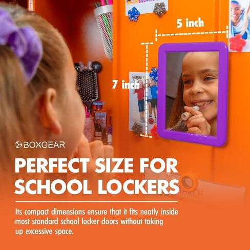 Boxgear Magnetic Locker Mirror - 5" x 7"- for School Locker, Bathroom, Household Refrigerator, Locker Accessory, Workshop Toolbox or Office Cabinet (Gray) in Kuwait