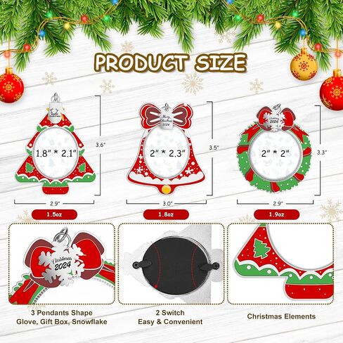 MGparty 3-Pack Christmas Picture Frame Ornaments, Xmas Metal Hanging Photo Frame with Pendants, 2024 Holiday Keepsake Gifts Christmas Tree Decorations (Dark Green) in Saudi Arabia