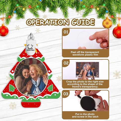 MGparty 3-Pack Christmas Picture Frame Ornaments, Xmas Metal Hanging Photo Frame with Pendants, 2024 Holiday Keepsake Gifts Christmas Tree Decorations (Dark Green) in Saudi Arabia