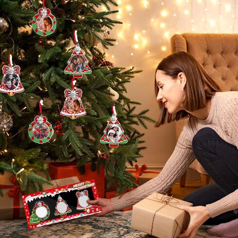 MGparty 3-Pack Christmas Picture Frame Ornaments, Xmas Metal Hanging Photo Frame with Pendants, 2024 Holiday Keepsake Gifts Christmas Tree Decorations (Dark Green) in Saudi Arabia