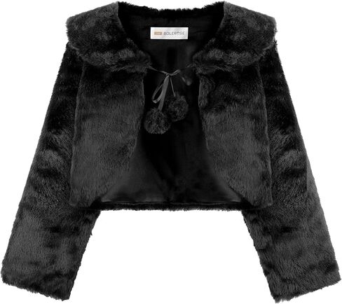 BOLEROSE Girls Cozy Faux Fur Childrens Kids Bolero Shrug Jacket Wrap Coat in Kuwait