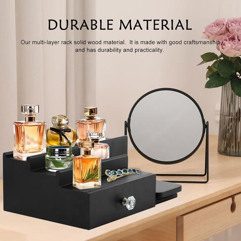 منظم كولونيا للرجال، حامل عرض كولونيا خشبي من 3 طبقات مع درج تخزين، منظم خزانة العطور على رف كولونيا in Kuwait