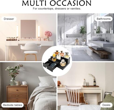 منظم كولونيا للرجال، حامل عرض كولونيا خشبي من 3 طبقات مع درج تخزين، منظم خزانة العطور على رف كولونيا in Kuwait