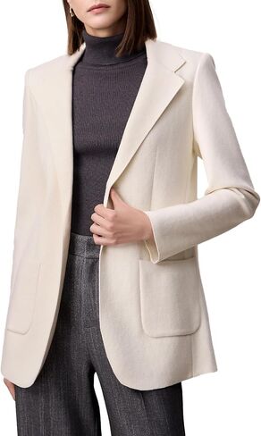 Amoretu Women's Wool Kint Blazers Work Casual Suit with Pockets Long Sleeve Outerwear, 2024 in Saudi Arabia