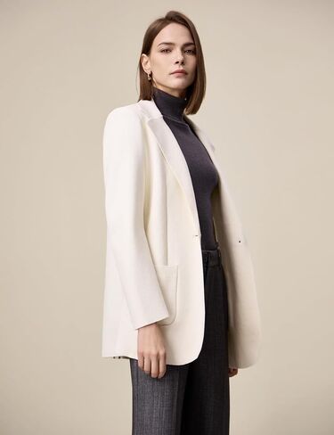 Amoretu Women's Wool Kint Blazers Work Casual Suit with Pockets Long Sleeve Outerwear, 2024 in Saudi Arabia