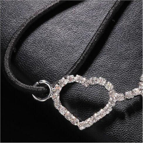 Shining Rhinestones Heart Thigh Chain Summer Beach Festival Rave Heart Leg Chain Adjustable Elastic Heart Thigh Body Chain Jewelry for Women Party in Saudi Arabia