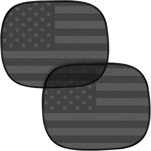 Motor Trend USA Black American Flag Car Window Shades, 2-Pack (18" x 14") - Car Window Covers Block Heat and Glare, Ideal Car Window Shade for Baby Pets Kids Travel, Car Window Shades for Side Window in Saudi Arabia