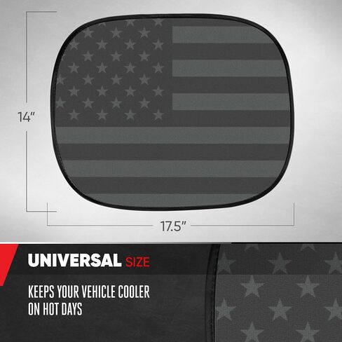 Motor Trend USA Black American Flag Car Window Shades, 2-Pack (18" x 14") - Car Window Covers Block Heat and Glare, Ideal Car Window Shade for Baby Pets Kids Travel, Car Window Shades for Side Window in Saudi Arabia