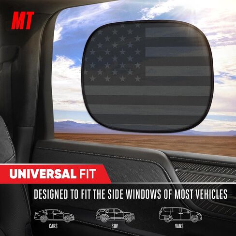 Motor Trend USA Black American Flag Car Window Shades, 2-Pack (18" x 14") - Car Window Covers Block Heat and Glare, Ideal Car Window Shade for Baby Pets Kids Travel, Car Window Shades for Side Window in Saudi Arabia