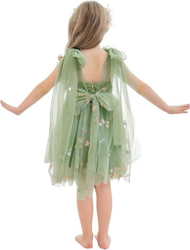Flower Girl Dress Floral Embroidered Tulle Bow Tie Dresses for Wedding Garden Party Girl's Fairy Dresses 6M-14Y in Kuwait
