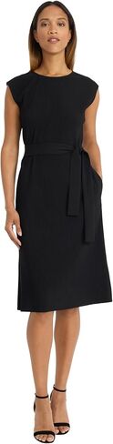 Maggy London Women's Midi Sheath Cap Sleeves-Self-tie Belt-Textured Rib-Knit Fabric-Versatile Cocktail Dress in Saudi Arabia