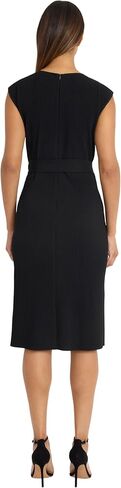 Maggy London Women's Midi Sheath Cap Sleeves-Self-tie Belt-Textured Rib-Knit Fabric-Versatile Cocktail Dress in Saudi Arabia