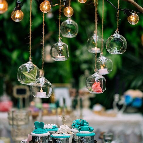 Sziqiqi 3.15inch Glass Globes Hanging Tea Light Holder Glass Terrarium Container Wedding Candle Holder Centerpiece Hanging Decoration Christmas Ornaments 10pcs+2 Extra in Saudi Arabia
