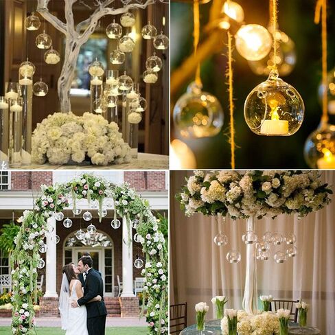 Sziqiqi 3.15inch Glass Globes Hanging Tea Light Holder Glass Terrarium Container Wedding Candle Holder Centerpiece Hanging Decoration Christmas Ornaments 10pcs+2 Extra in Saudi Arabia