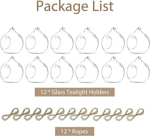 Sziqiqi 3.15inch Glass Globes Hanging Tea Light Holder Glass Terrarium Container Wedding Candle Holder Centerpiece Hanging Decoration Christmas Ornaments 10pcs+2 Extra in Saudi Arabia